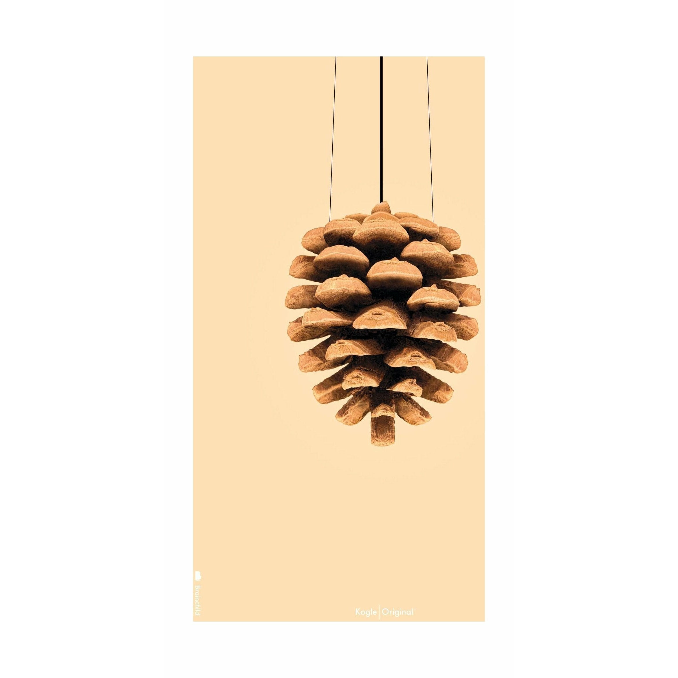 Poster classico di cono di pino da un'idea senza cornice A5, sfondo colorato di sabbia