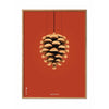  Pine Cone Classic Poster Frame Made Of Light Wood 70x100 Cm Red Background