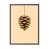 Poster classico di cono di pino da un'idea, cornice in legno laccato nero 30x40 cm, sfondo colorato di sabbia
