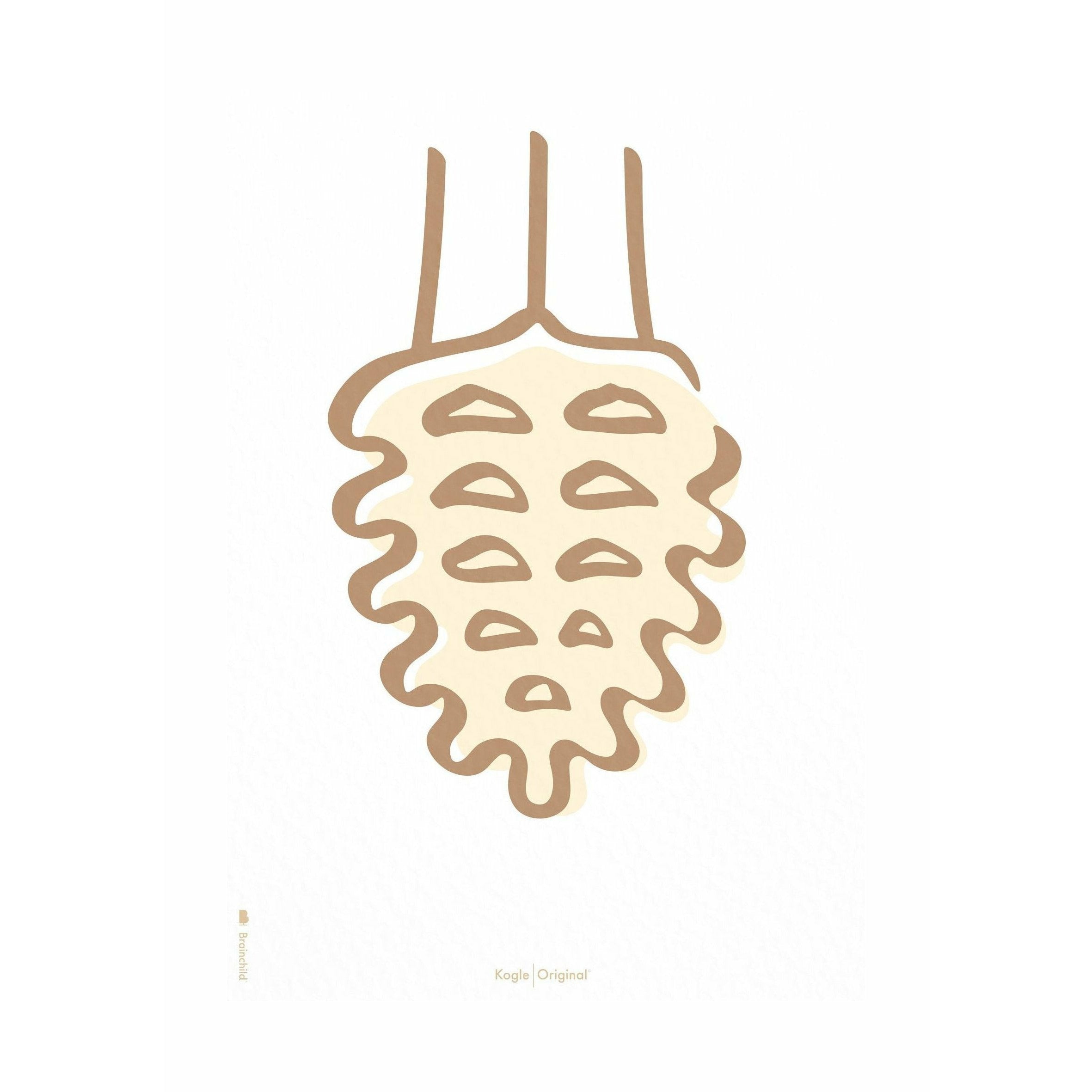 Brainchild Pine Cone Line Poster uten ramme 30x40 cm, hvit bakgrunn