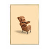 Brainchild Teddy Bear Classic Poster, Messingrahmen 30x40 cm, sandfarbener Hintergrund