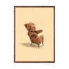  Teddy Bear Classic Poster Dark Wood Frame A5 Sand Colored Background