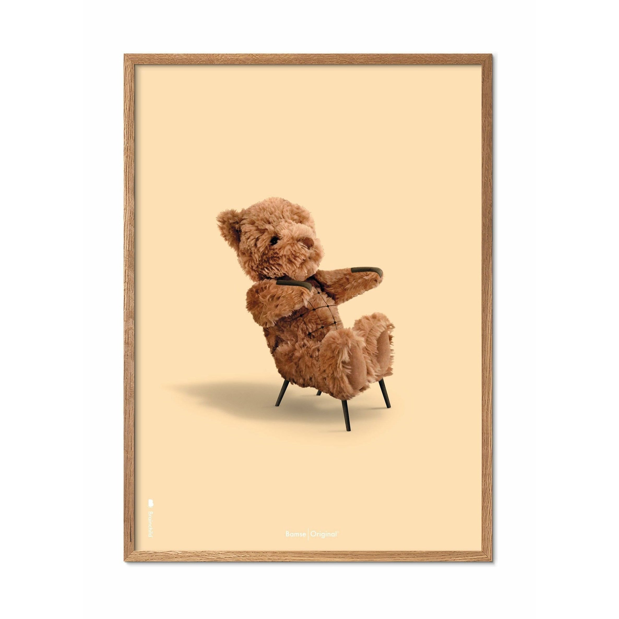 Brainchild Nallebjörn klassisk affisch, ram gjord av lätt trä 30x40 cm, sandfärgad bakgrund