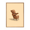 Brainchild Teddybeer klassieke poster, frame gemaakt van licht hout A5, zandkleurige achtergrond