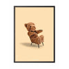 Brainchild Teddy Bear Classic juliste, runko mustalla lakatulla puulla A5, hiekanvärinen tausta
