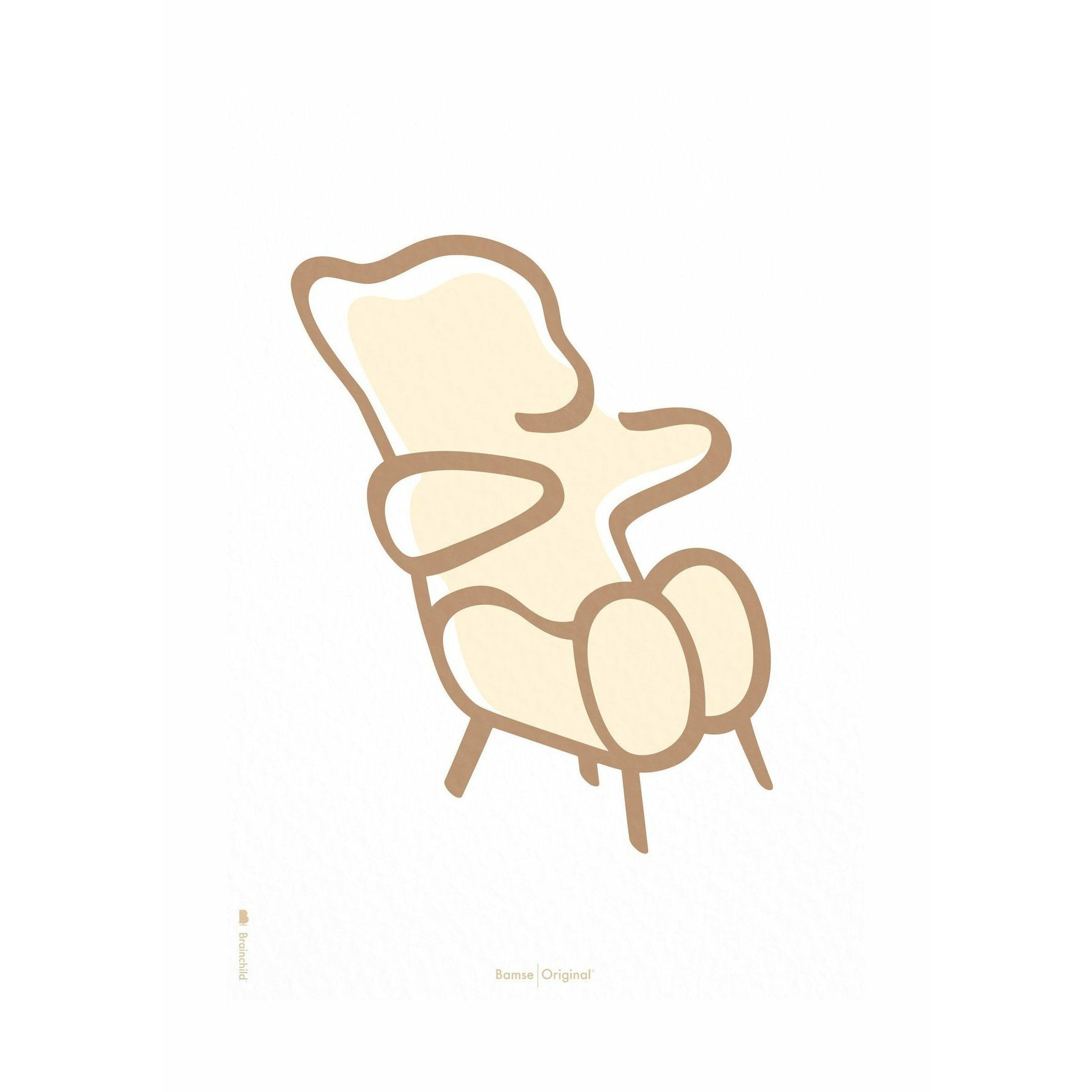 Brainchild Teddybeerlijnposter zonder frame 30x40 cm, witte achtergrond