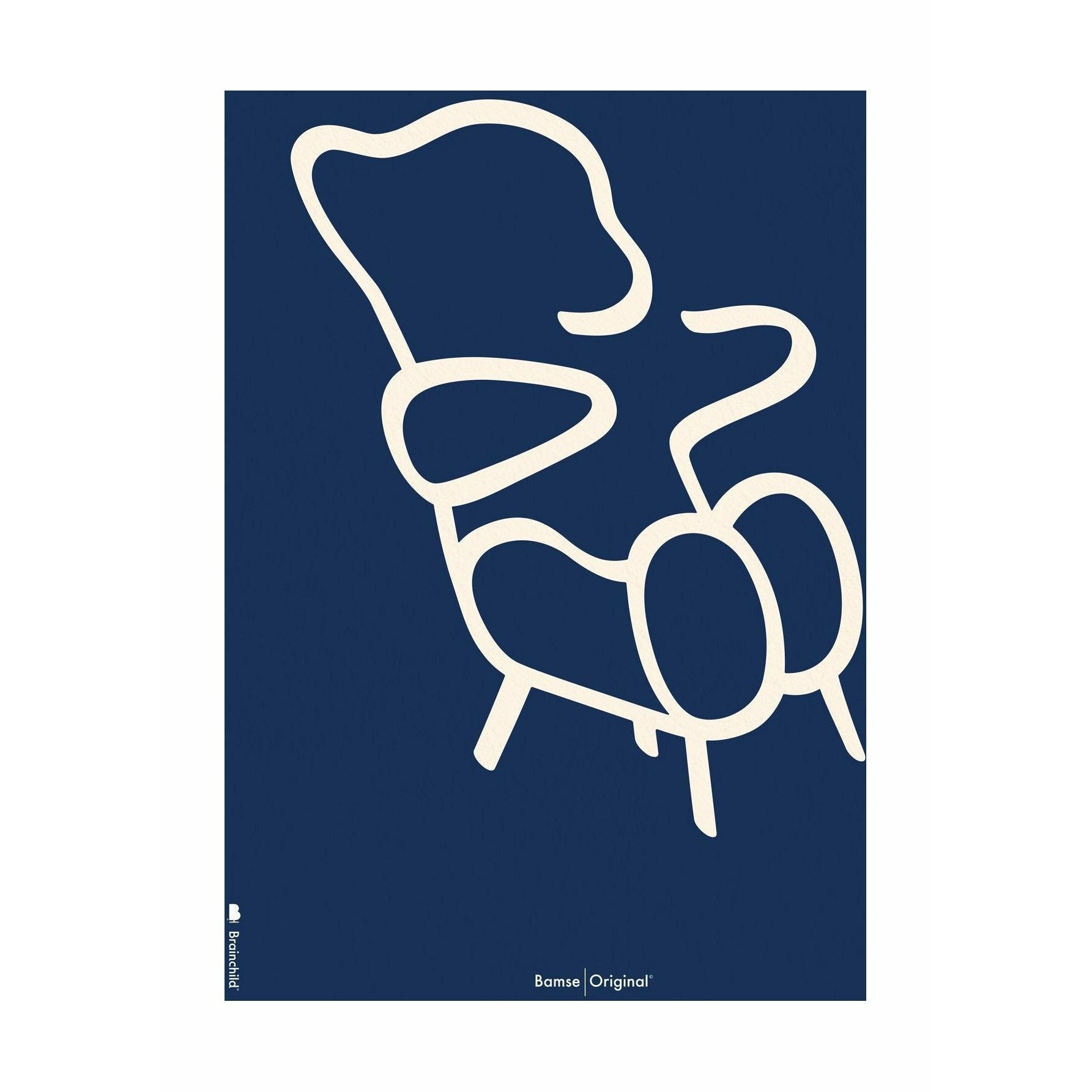 Brainchild Teddy Bear Line Poster Without Frame 50x70 Cm, Blue Background