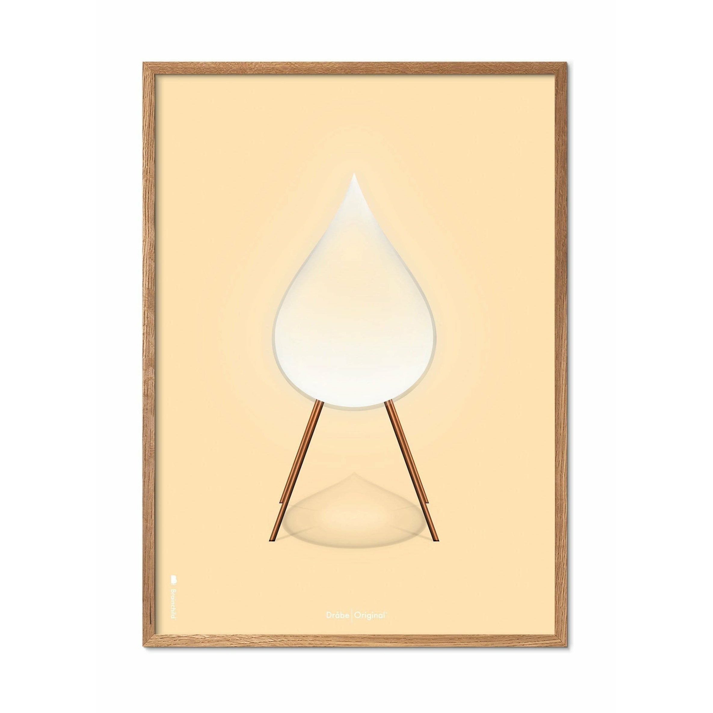 Brainchild Drop Classic Poster, Light Wood Frame A5, Sand Colored Background