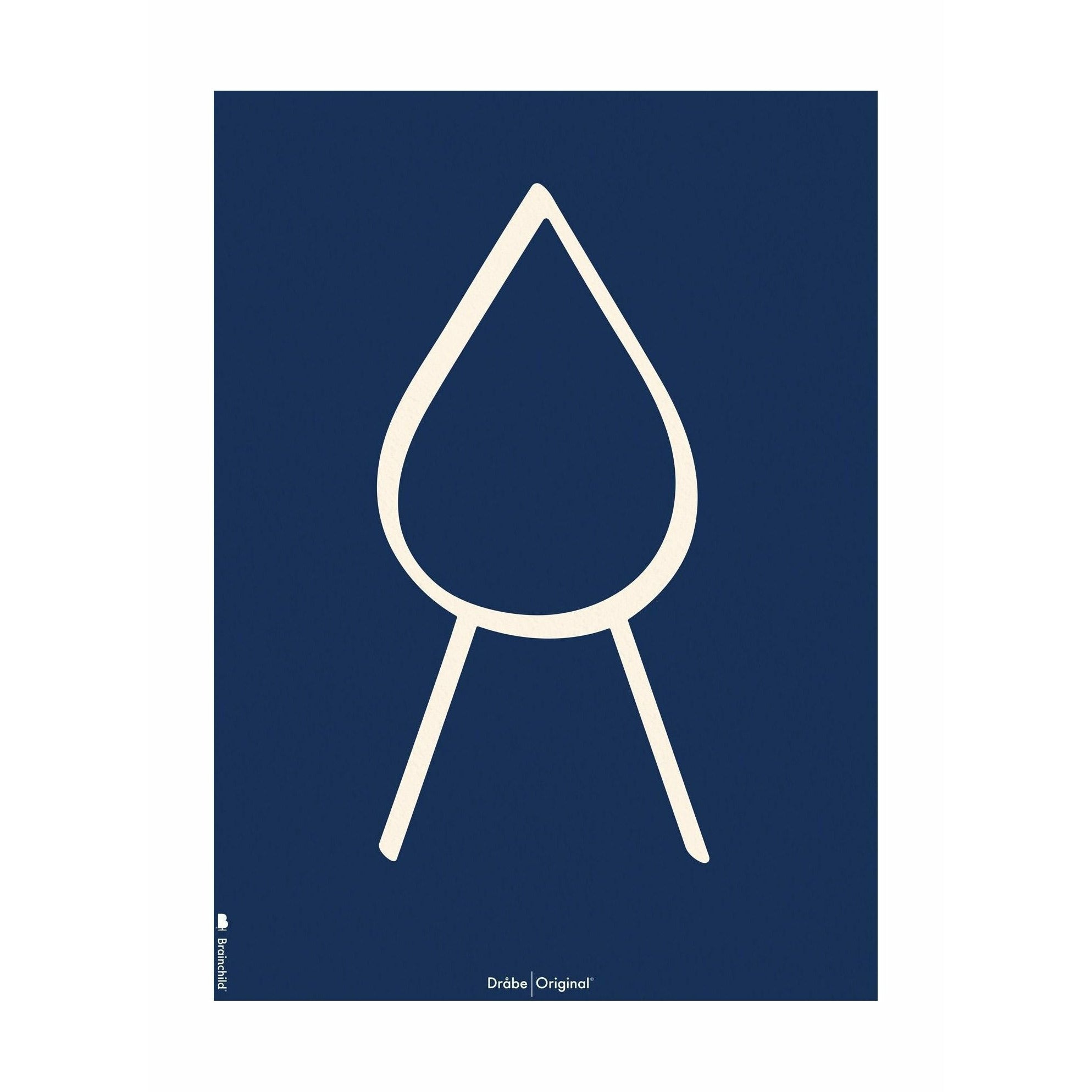 Brainchild Drop Line Poster Without Frame A5, Blue Background