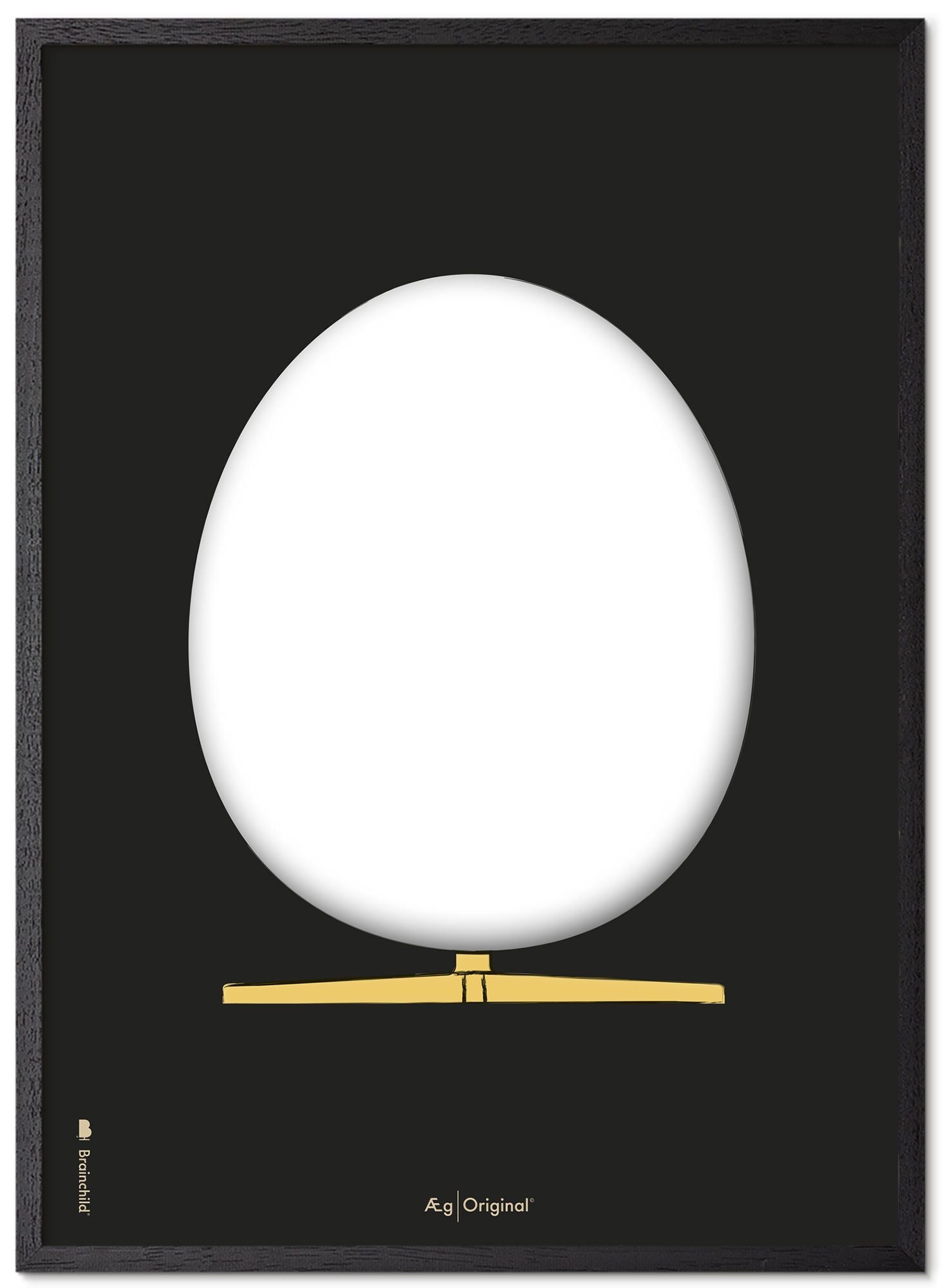 Brainchild The Egg Design Sketch Poster Frame Made Of Black Lacquered Wood 30x40 Cm, Black Background