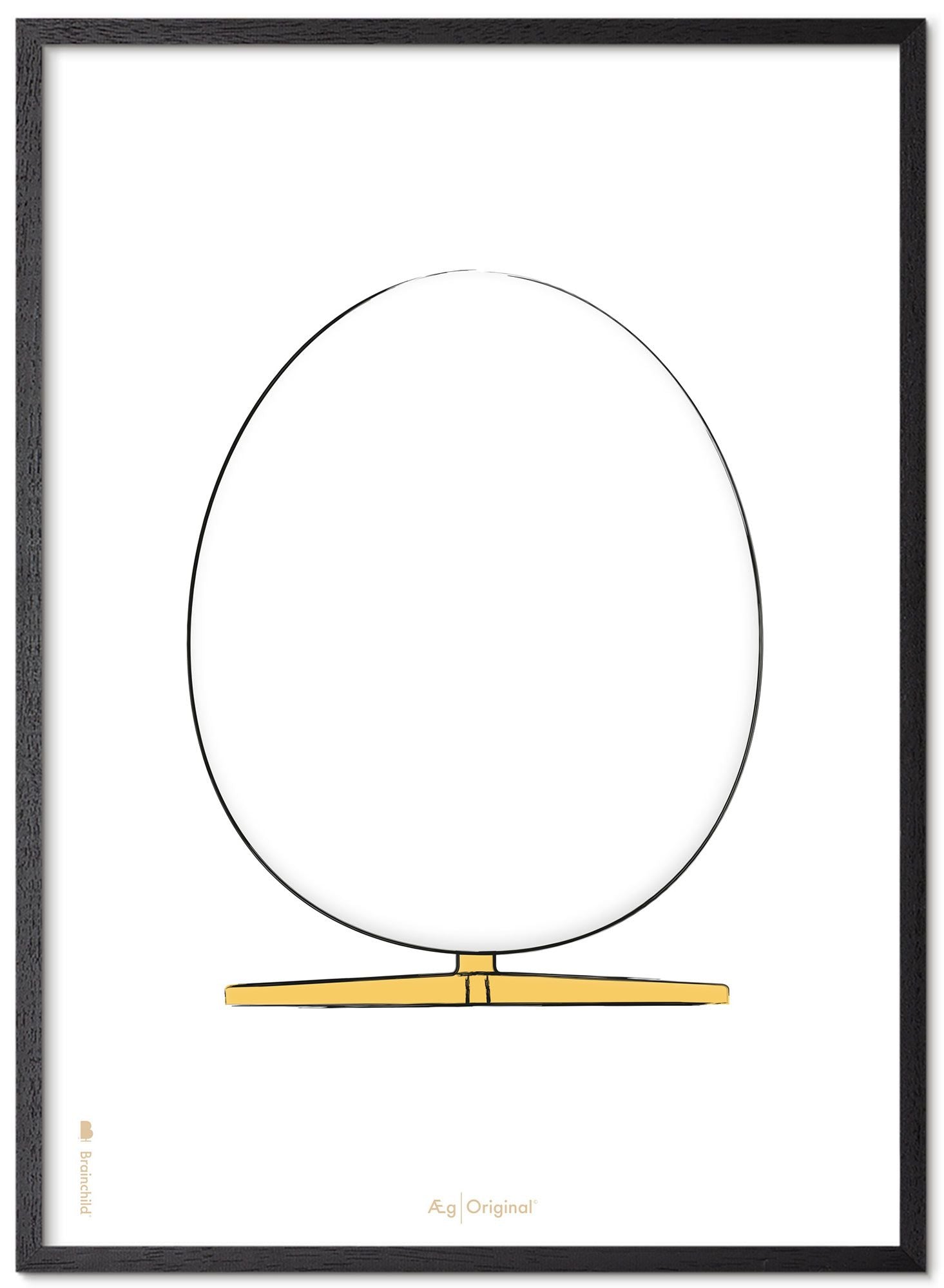 Brainchild The Egg Design Sketch Poster Frame Made Of Black Lacquered Wood 50x70 Cm, White Background