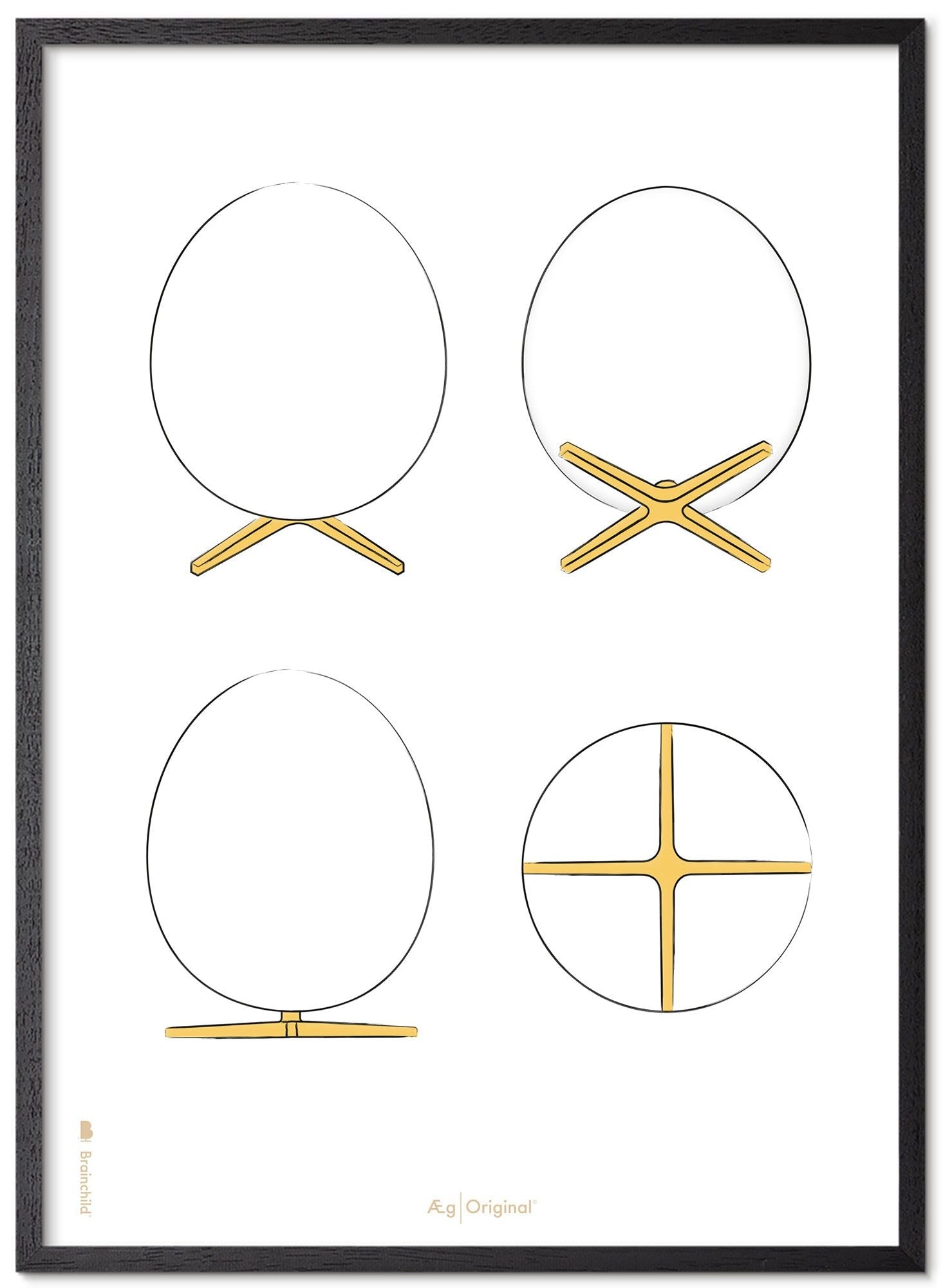 Brainchild The Egg Design Sketches Poster Frame Made Of Black Lacquered Wood A5, White Background