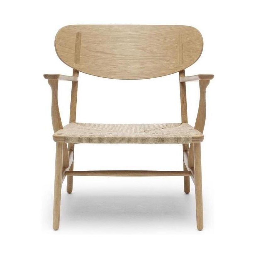 Carl Hansen CH22 Lounge -stoel, geoliede eik/natuurlijk koord
