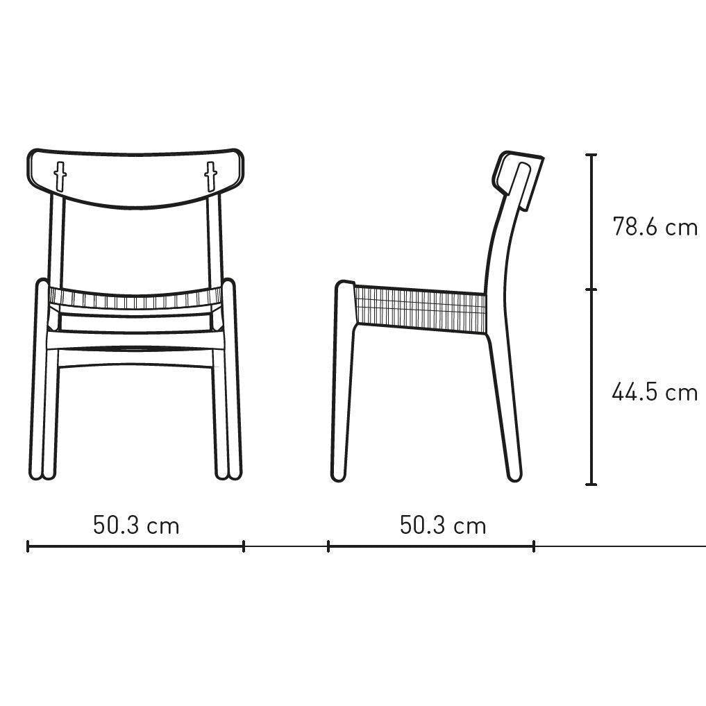 Silla Carl Hansen CH23, marco de silla de cable natural/cable natural/roble