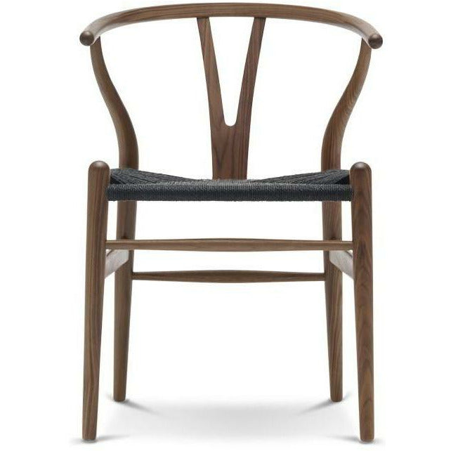 Carl Hansen CH24 Wishbone Chair Black Paper Cord, oljad valnöt