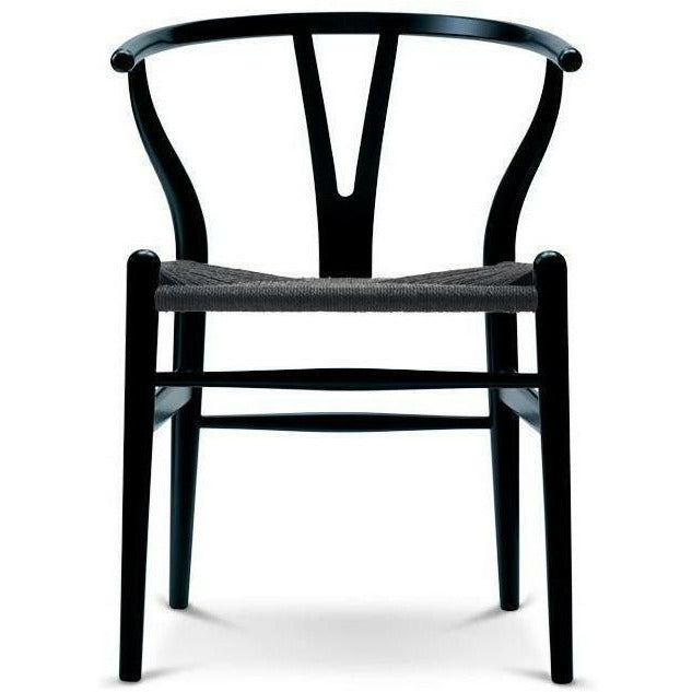 Carl Hansen CH24 Y stoel stoel Zwart papier koord, zwarte beuken
