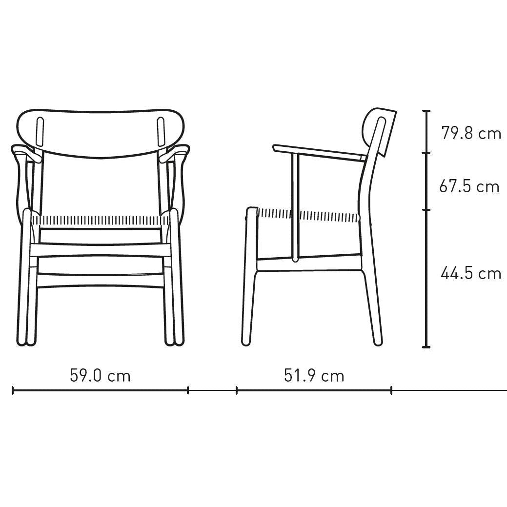 Carl Hansen CH26 -stoel, geolied eiken/natuurlijk koord