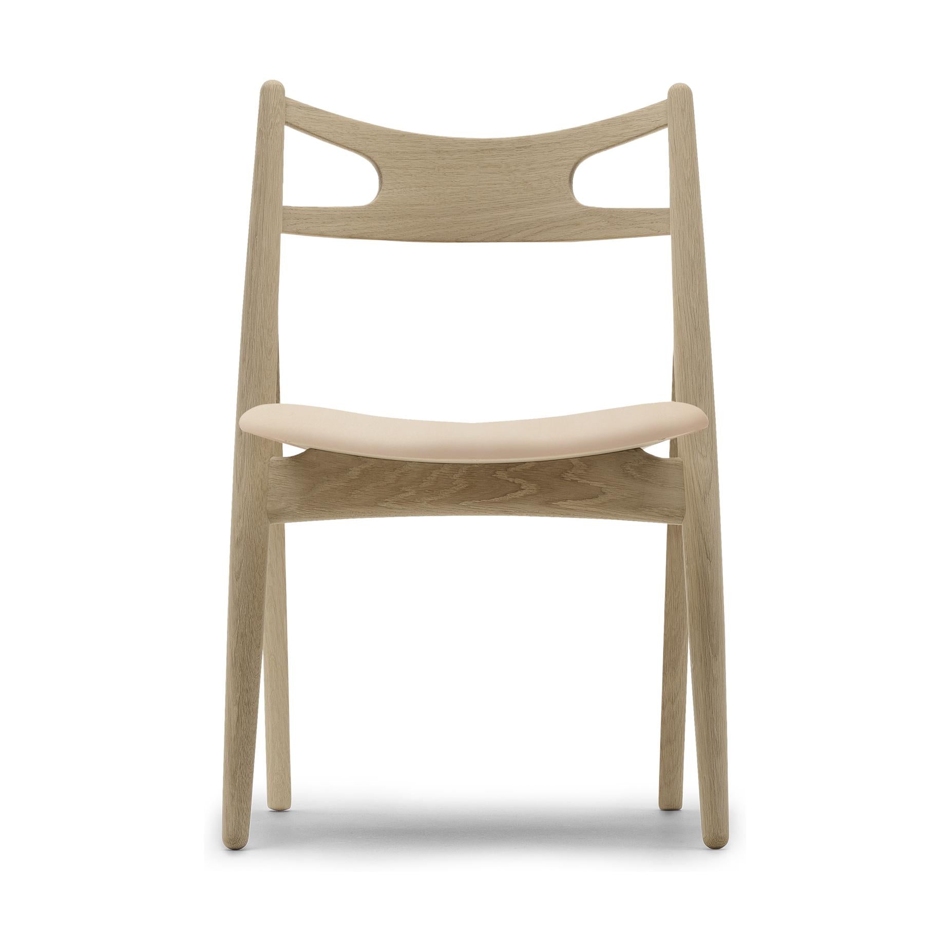 Carl Hansen CH29 P stol, olieret eg/beige læder