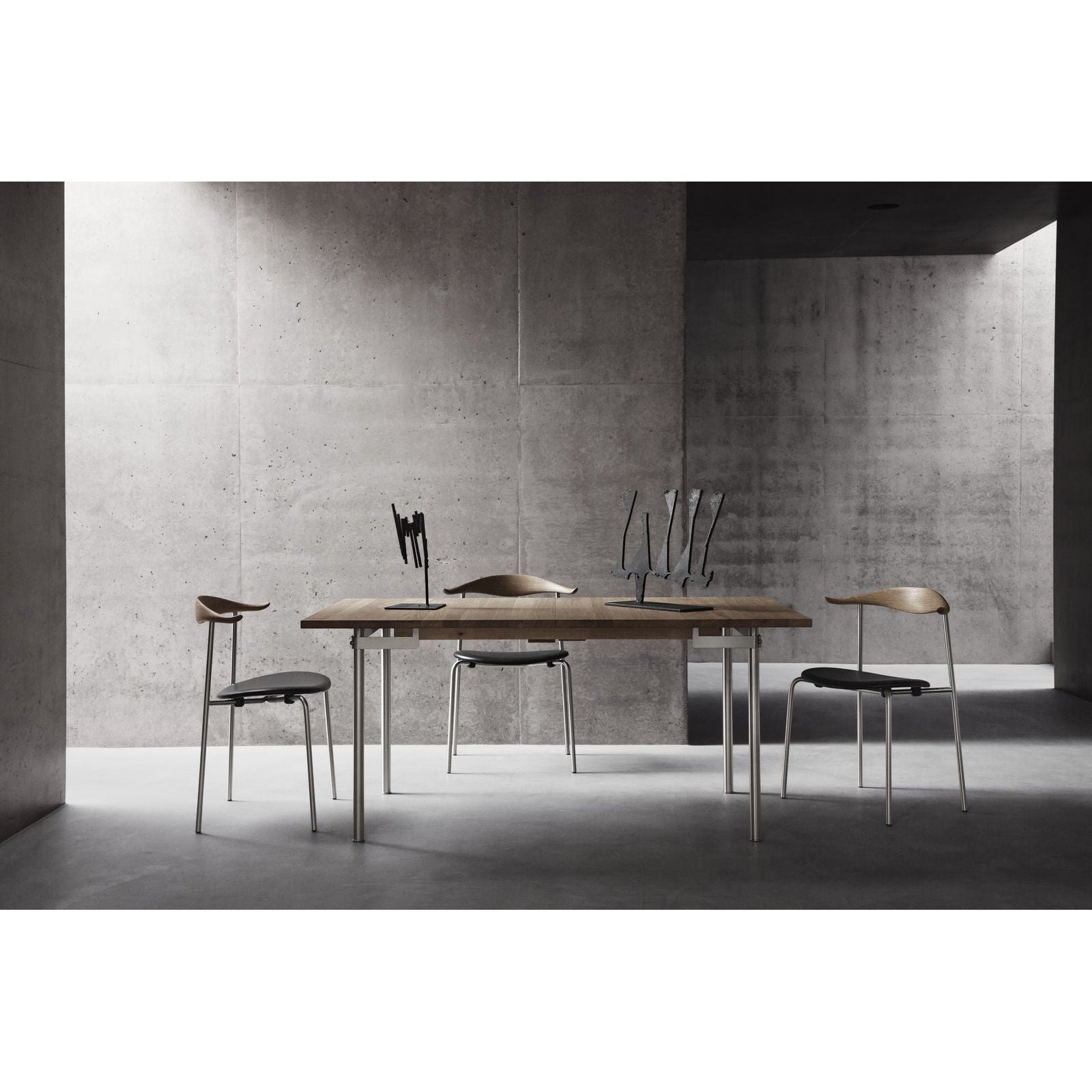 Carl Hansen Ch322 Dining Table Without Additional Top, Steel/Oiled Oak