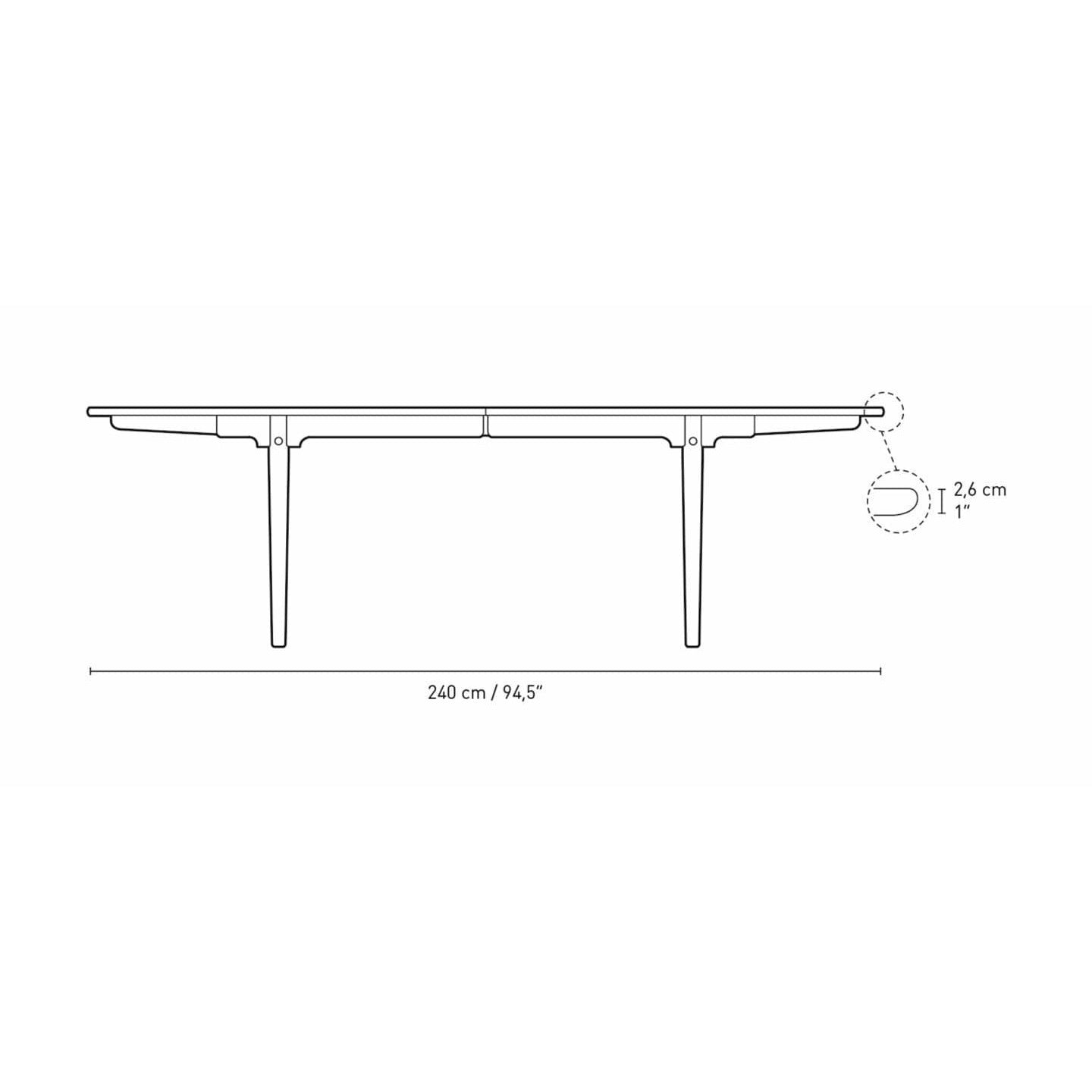Carl Hansen CH339 matbord designad för 2 dragningsplattor, tvålad ek