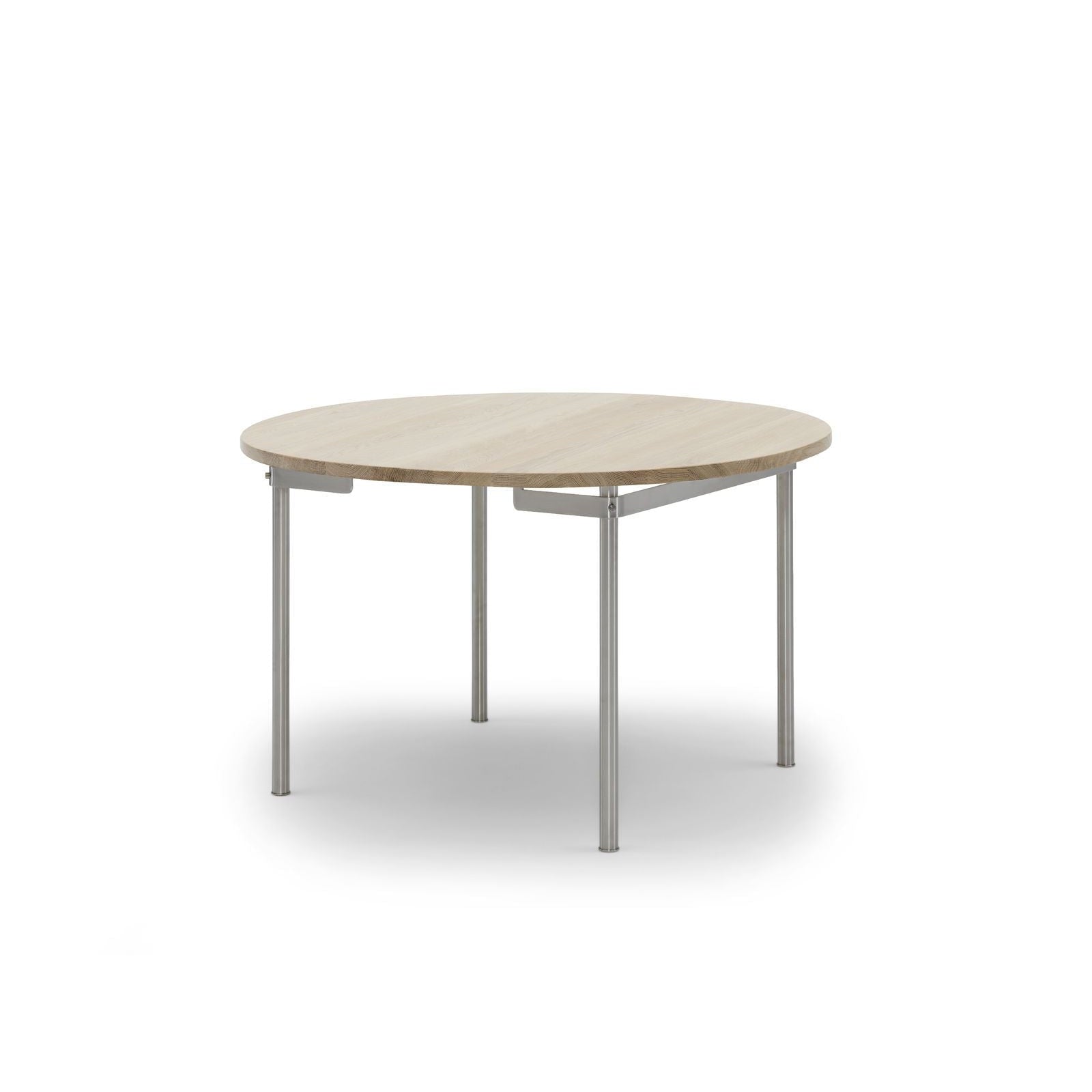Carl Hansen CH388 spisebord rustfritt stål uten ekstra tallerkener, hvit oljet eik