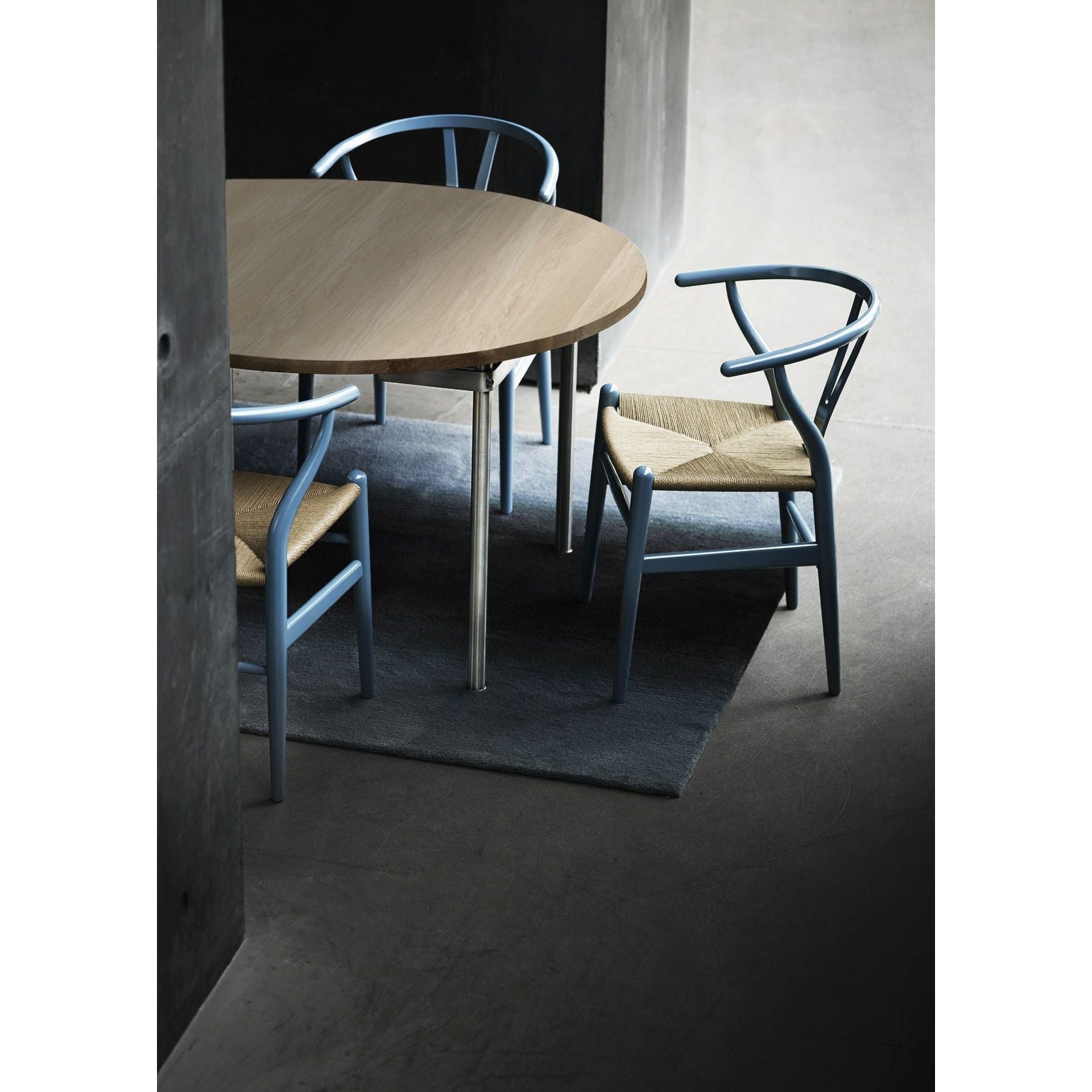 Carl Hansen CH388 matbord rostfritt stål utan ytterligare plattor, vit oljad ek