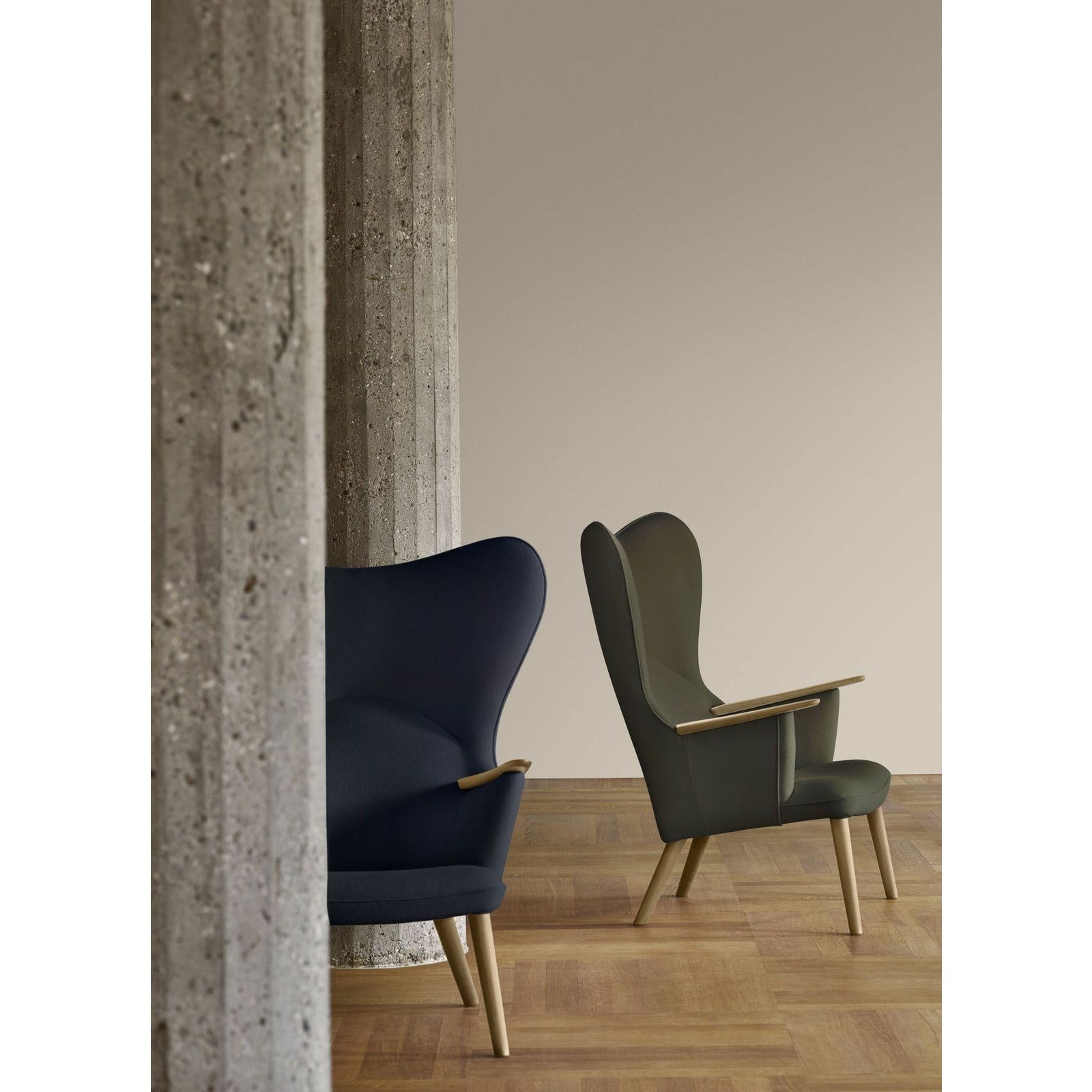 Carl Hansen Ch78 Mama Bear Lounge Chair, Oak Oiled/Blue Fiord 0782