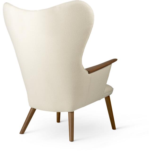 Carl Hansen Ch78 Mama Bear Lounge Chair, Walnuss geölt/weiß Hallingdal 100
