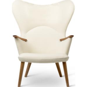 Carl Hansen Ch78 Mama Bear Lounge Chair, Walnut Hiled / White Hallingdal 100