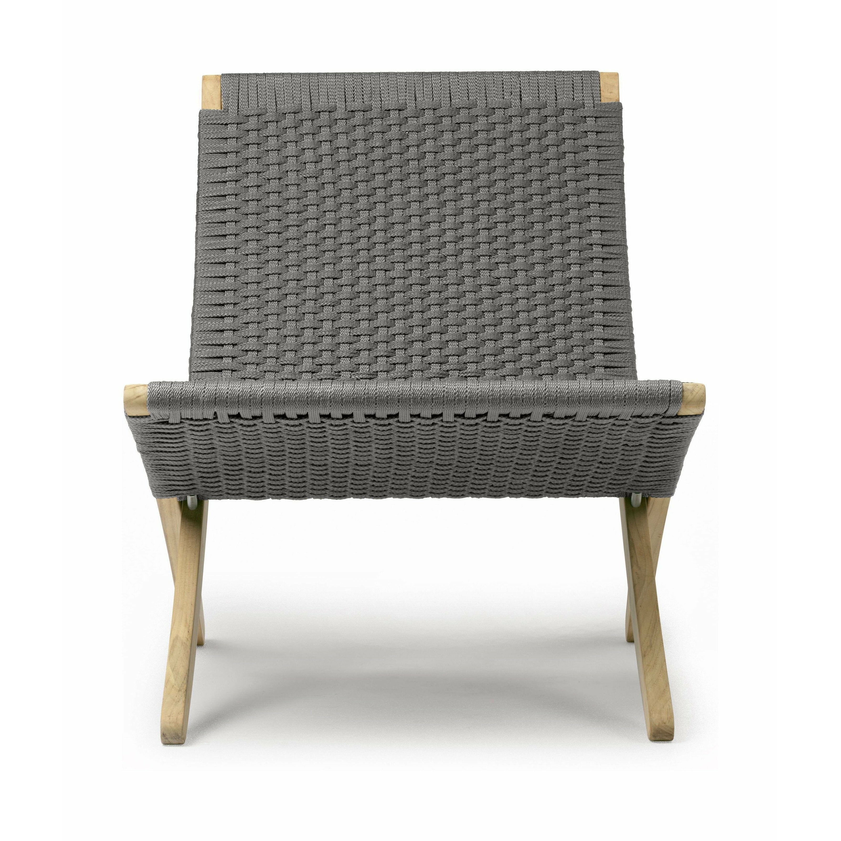 Carl Hansen MG501 Cuba Chair utendørs ubehandlet teak, tau/c Harcoal