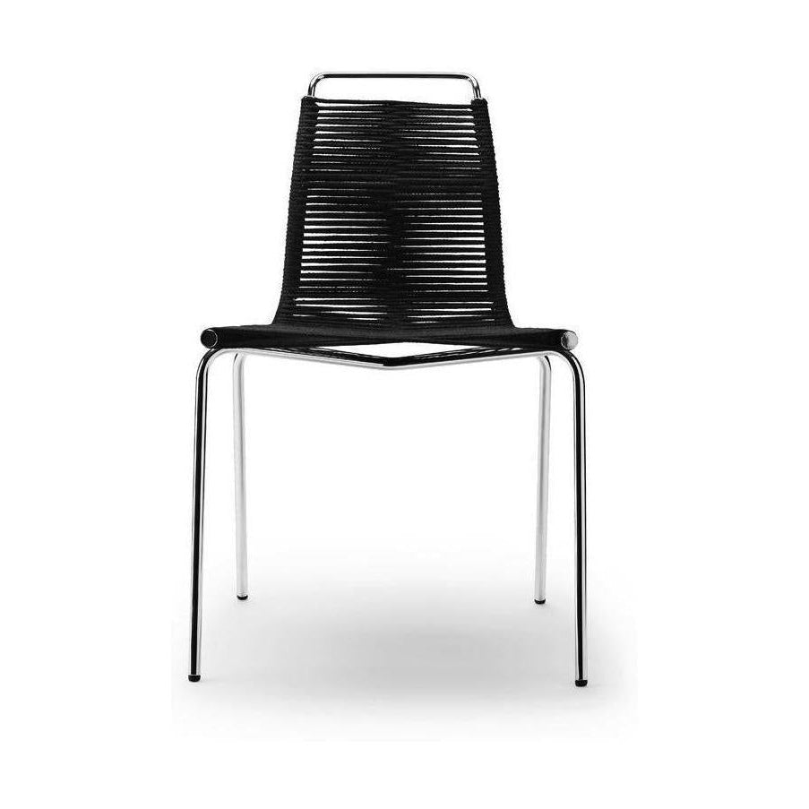Carl Hansen Pk1 Chair, Steel/Black Flag Line