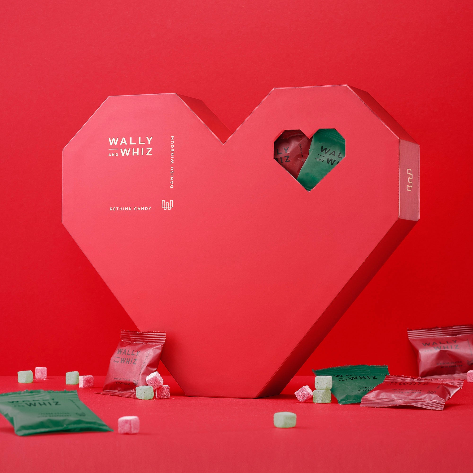 Wally og Whiz Christmas Heart Box med 60 flytpakker Xmas smaker 2023 660G