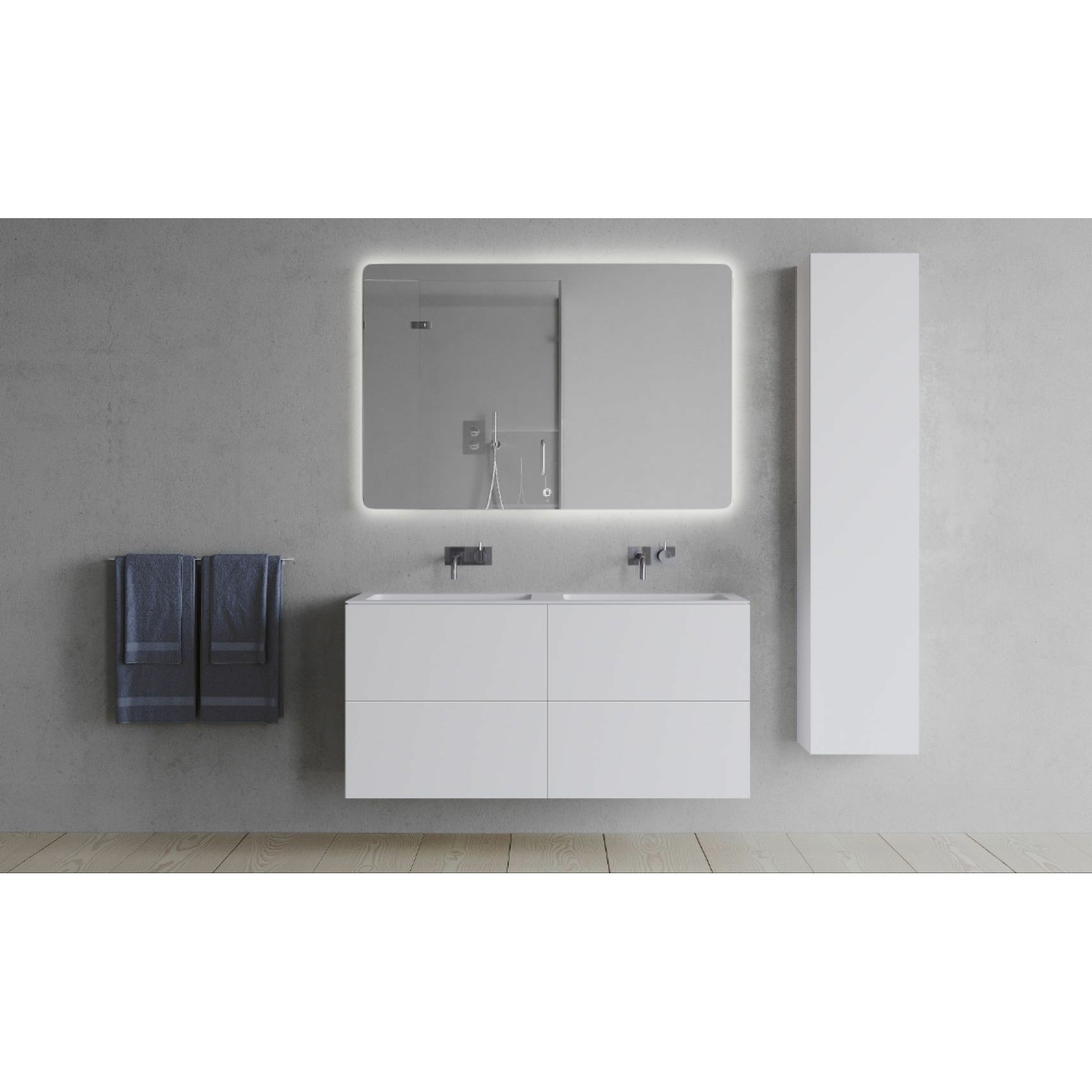 Copenhague Bath SQ2 Doble gabinete con doble lavado, L120 cm