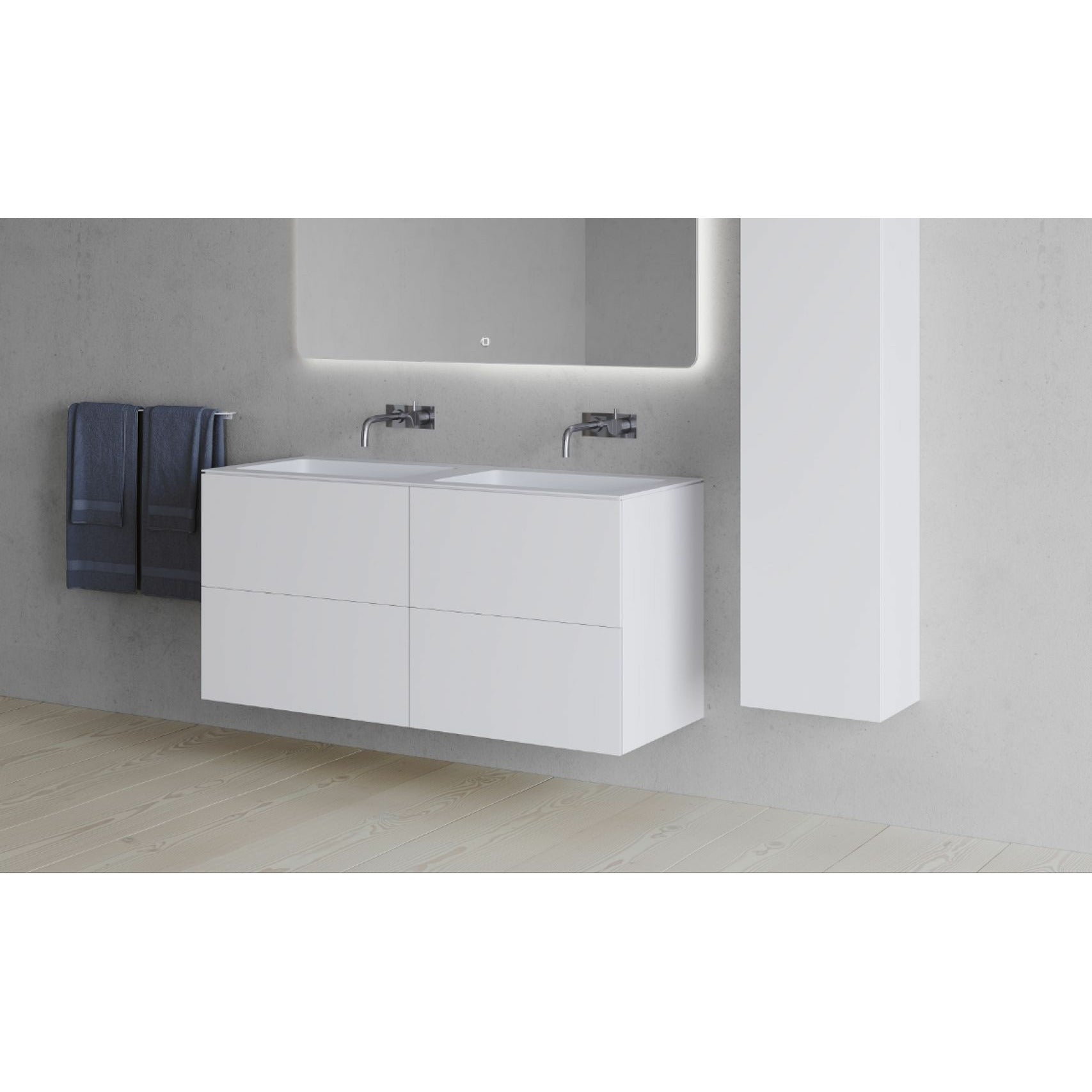 Copenhague Bath SQ2 Doble gabinete con doble lavado, L120 cm