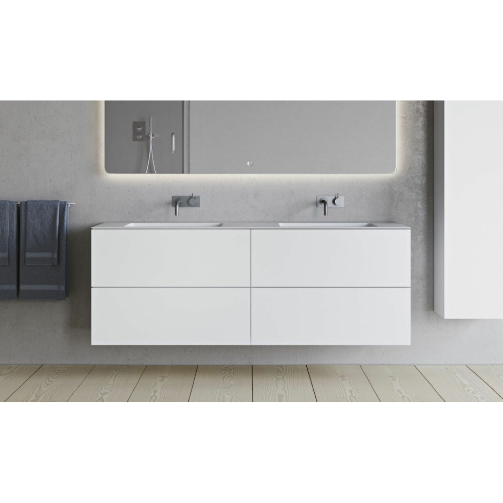 Copenhagen Bath SQ2 Doble gabinete con doble lavado, L160 cm