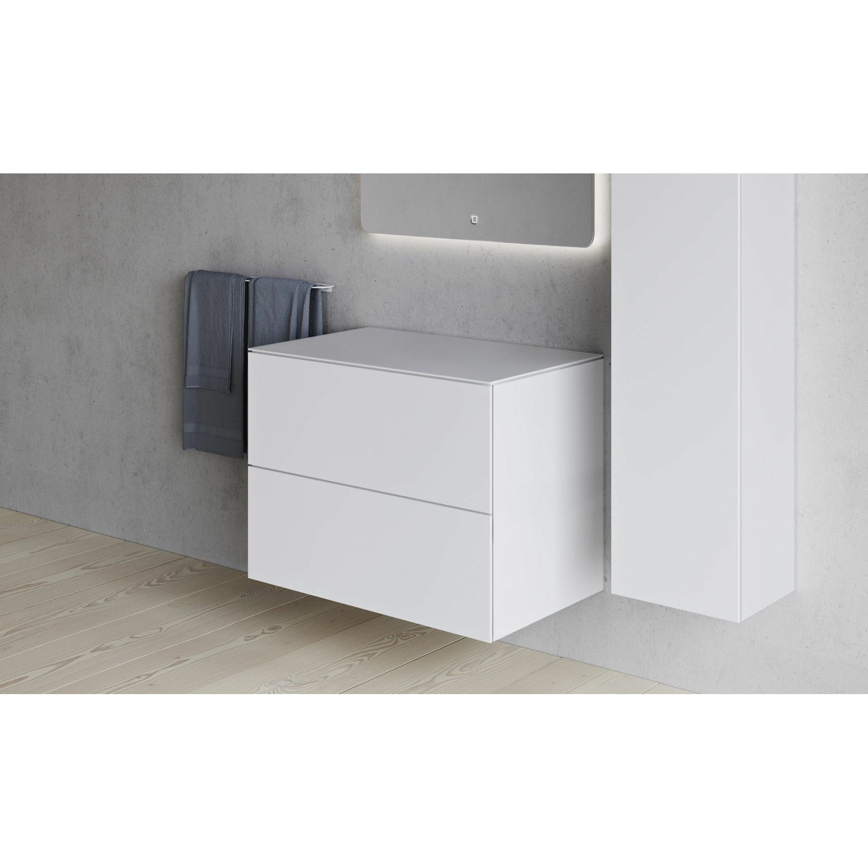 Copenhagen Bath Sq2 Double Cabinet With Countertop, L80 Cm