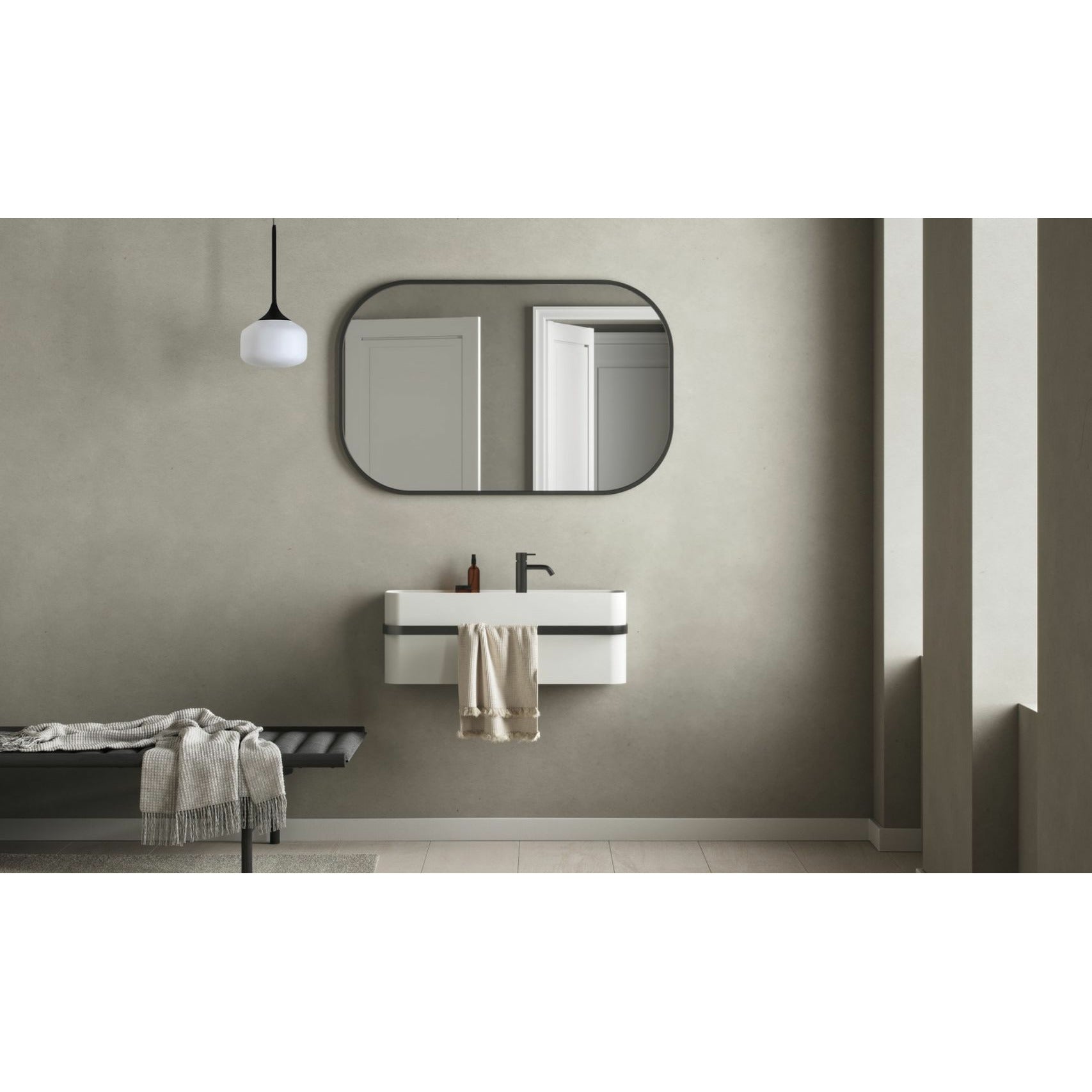 Basino di lavaggio con binario Yuno da bagno di Copenaghen, L80 cm