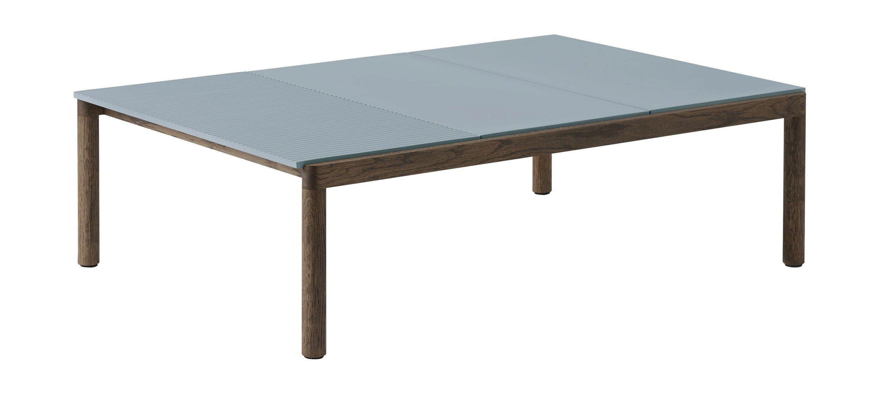 Muuto夫妇咖啡桌2平原1波浪浅蓝色/深色油橡木，120 x 84 x 35 cm