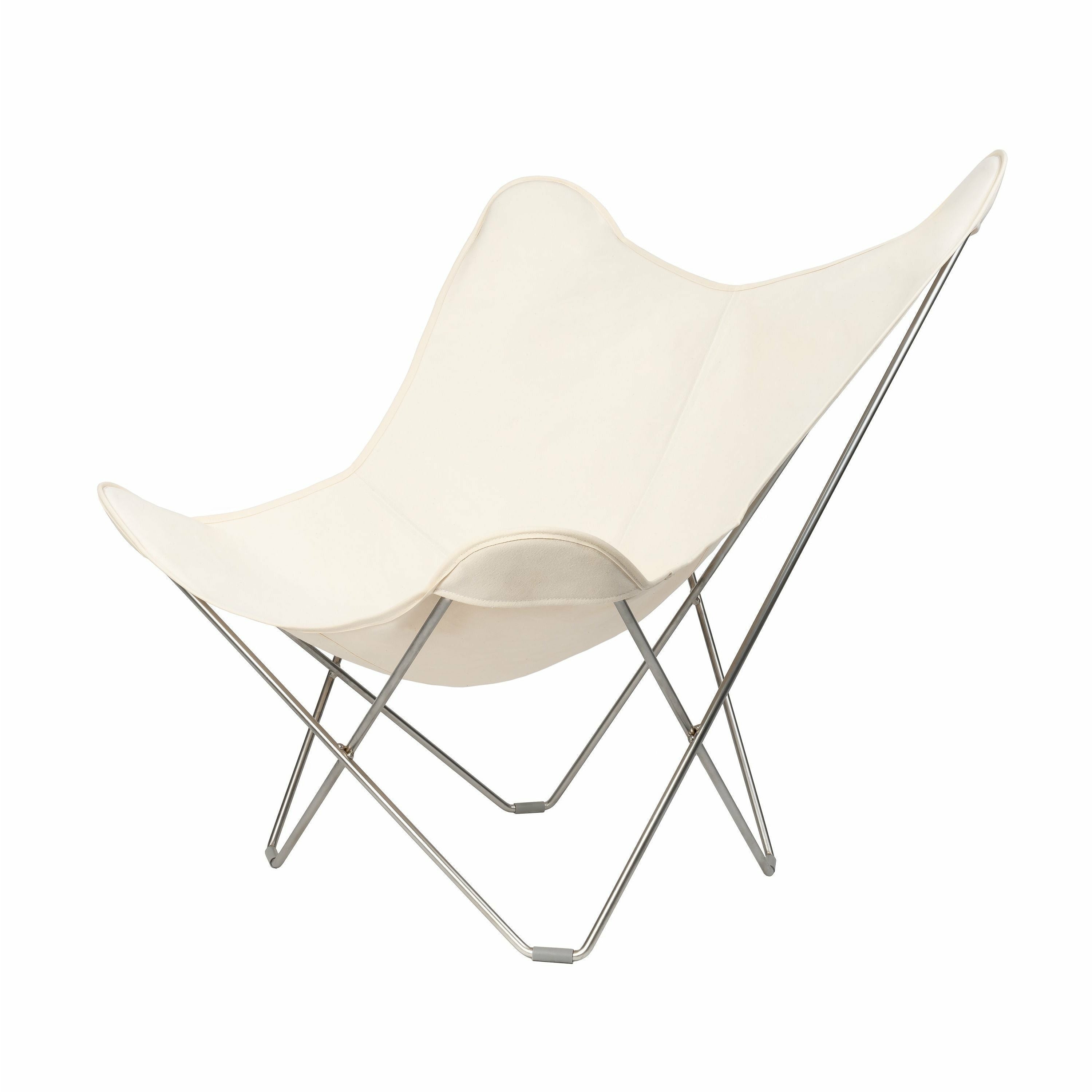 Cuero棉帆布玛丽波萨椅，白色带有铬框架