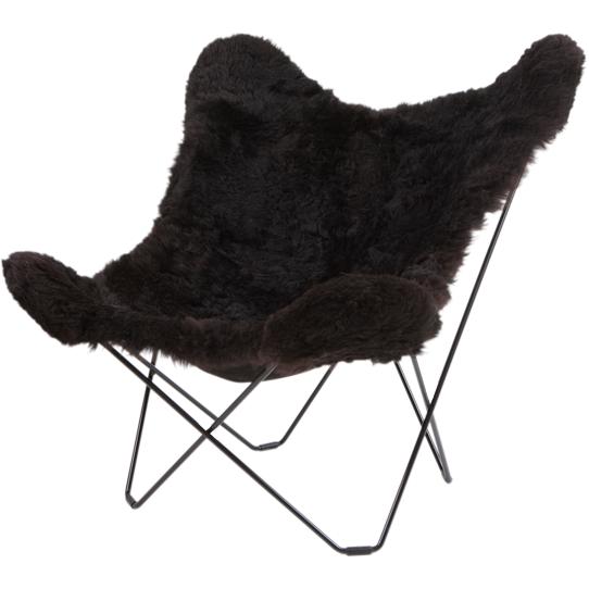 冰岛冰岛玛丽波萨蝴蝶椅，shorn黑色/黑色