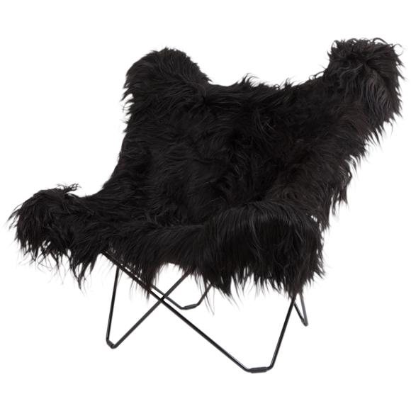 Cuero IJsland Mariposa Butterfly Chair, Wild Black/Black