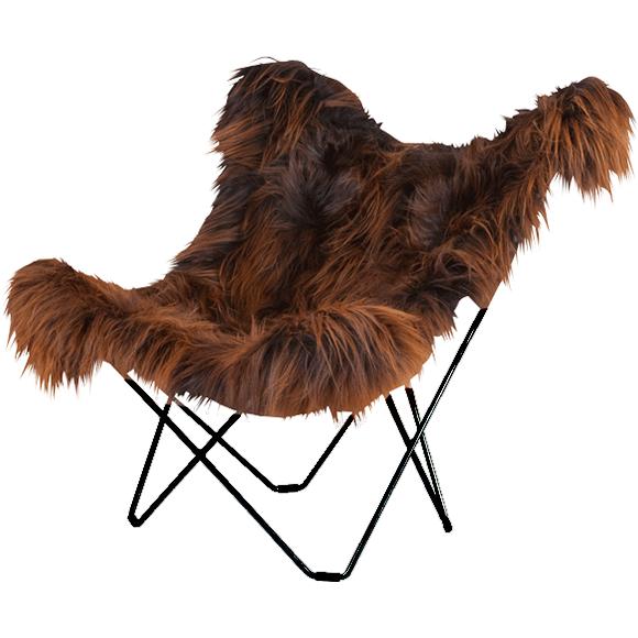 Cuero IJsland Mariposa Butterfly Chair, Wild Brown/Black