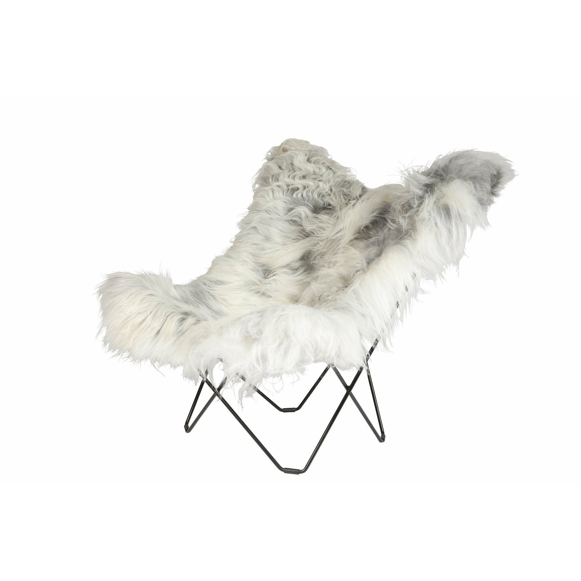 Cuero Iceland Mariposa Butterfly Chair, Gris Sauvage/Noir