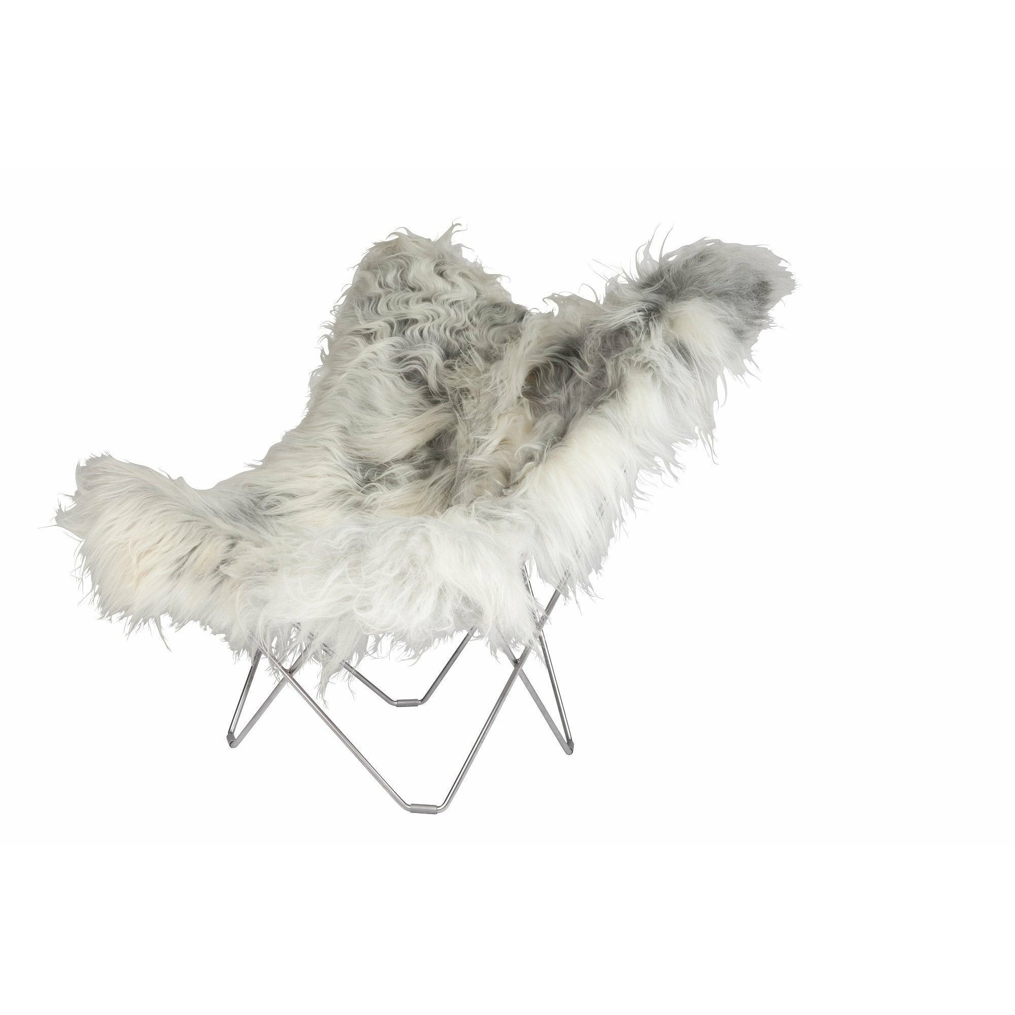 Cuero IJsland Mariposa Butterfly Chair, Wild Gray/Chrome