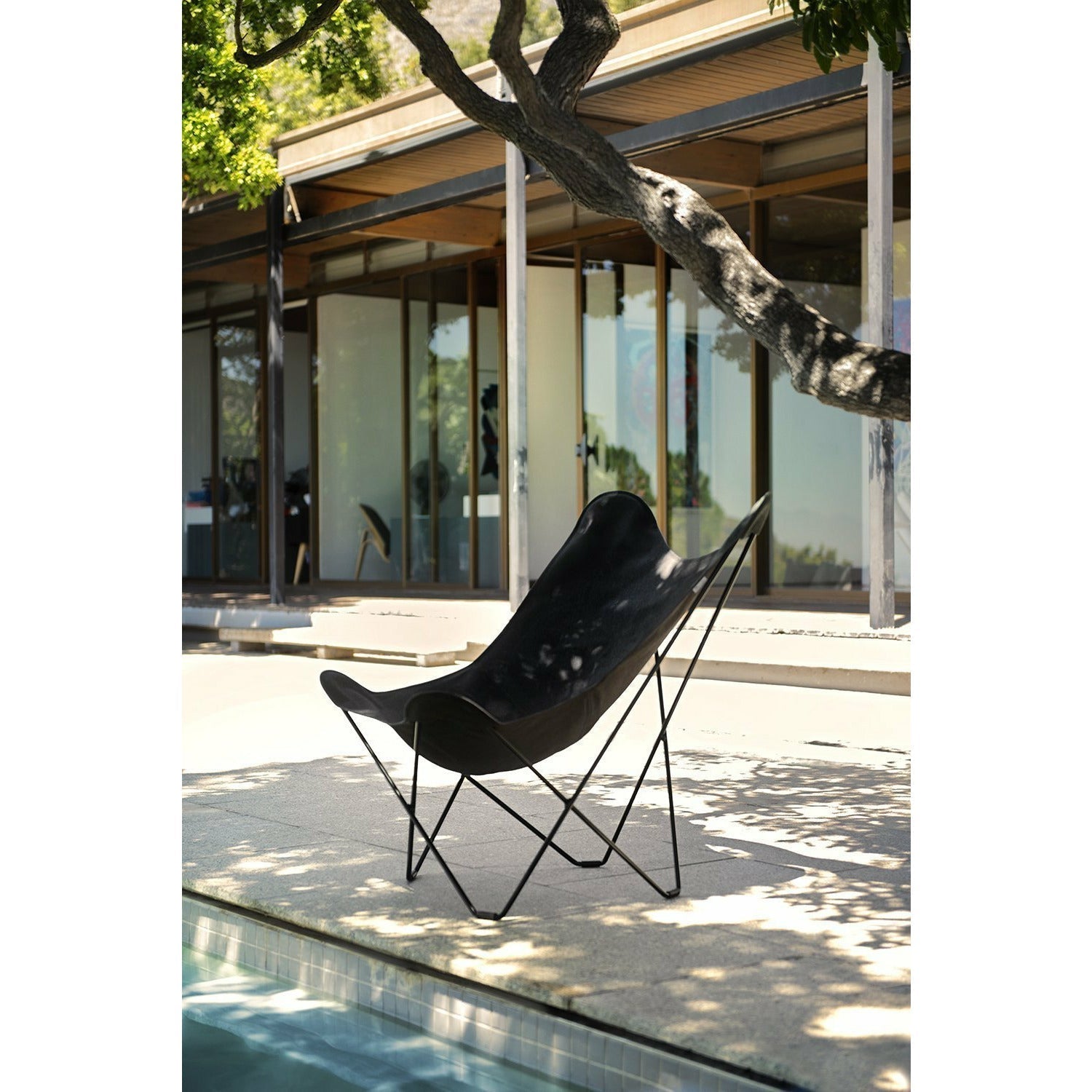 Cuero Sunshine Mariposa Butterfly Chair, charbon de bois / cadre extérieur noir