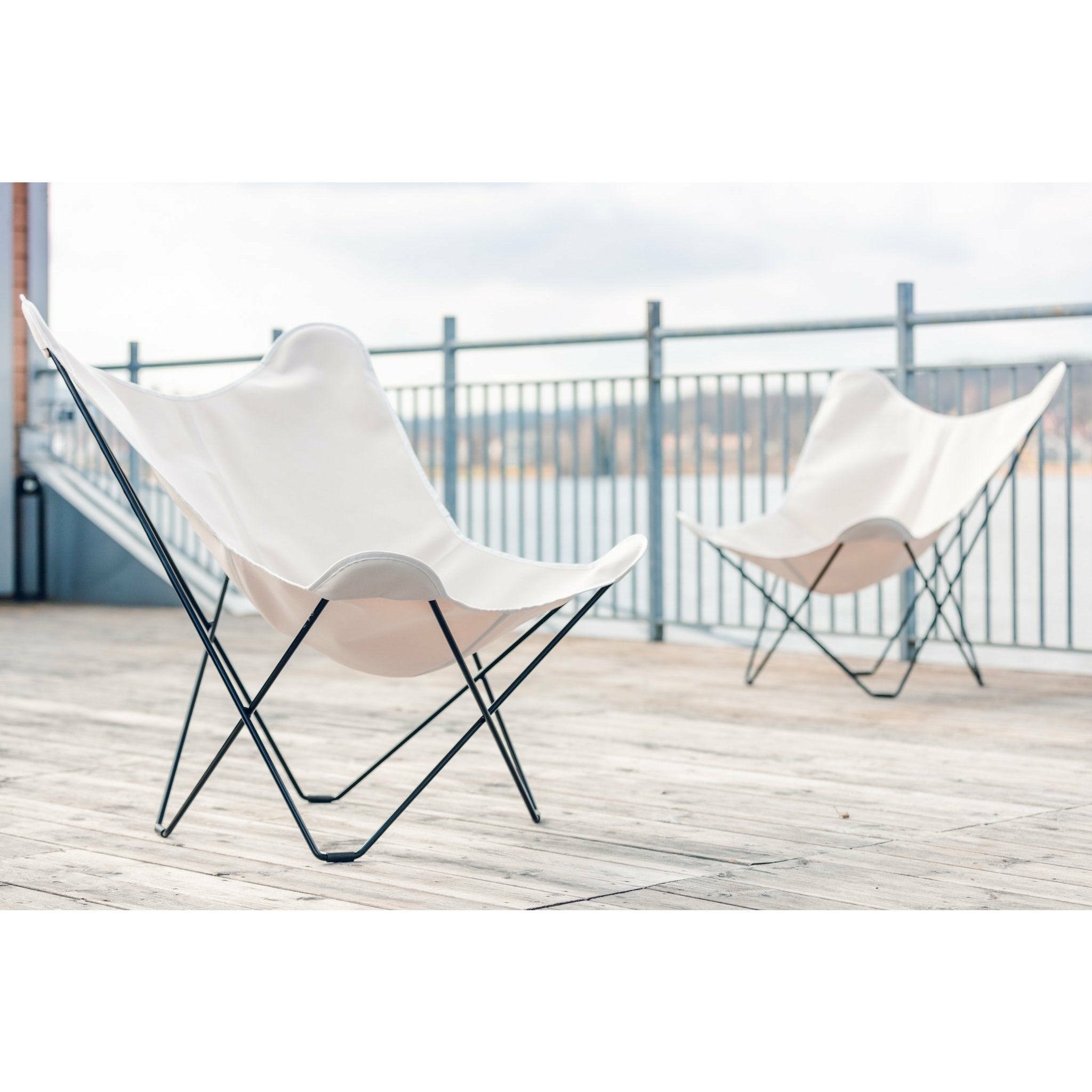 Cuero Sunshine Mariposa Butterfly Chair, Oyster/Black