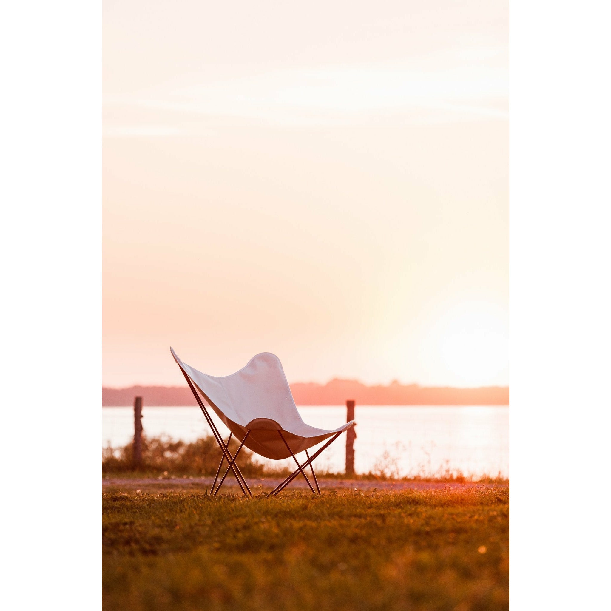 Cuero Auringonpaiste mariposa -perhonen tuoli, osteri/harmaa ulkoilmakehys