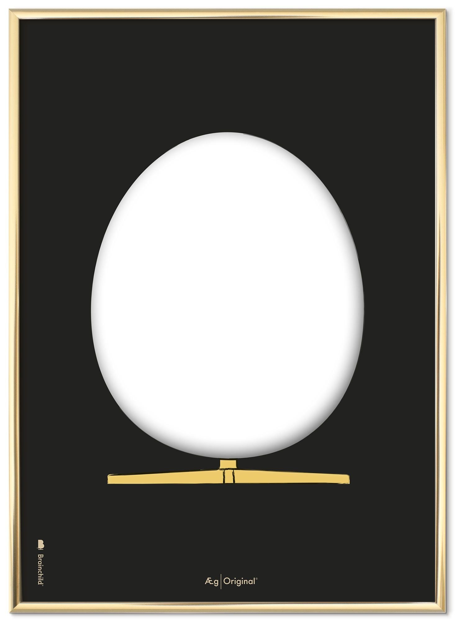 Brainchild The Egg Design Sketch Poster Frame Made Of Brass Colored Metal 30x40 Cm, Black Background