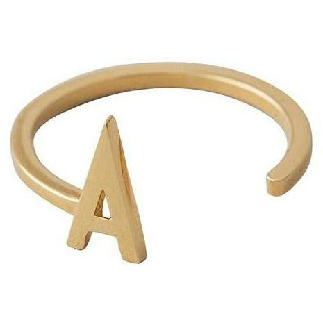 Letras de diseño anillo de letras a z, 18k dorado chapado, un
