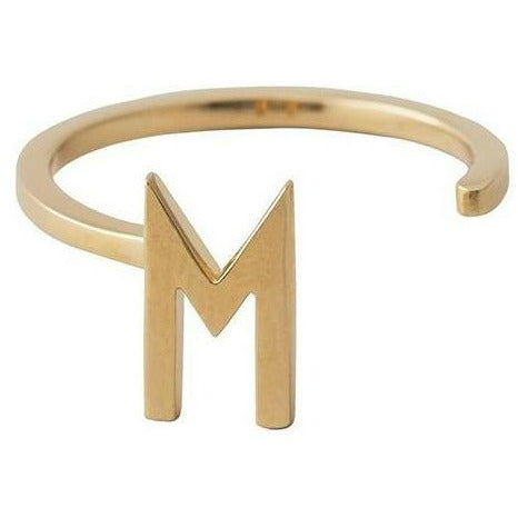 Letras de diseño anillo de cartas A z, 18k chapado en oro, m